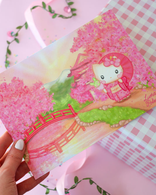 Prints de ilustraciones · Sakura Kitty · Formato GRANDE A5 · Papel Nacarado 300gm