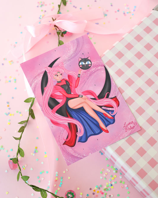Prints de ilustraciones · Black Lady · Formato PEQUEÑO Postal · Papel Nacarado 300gm