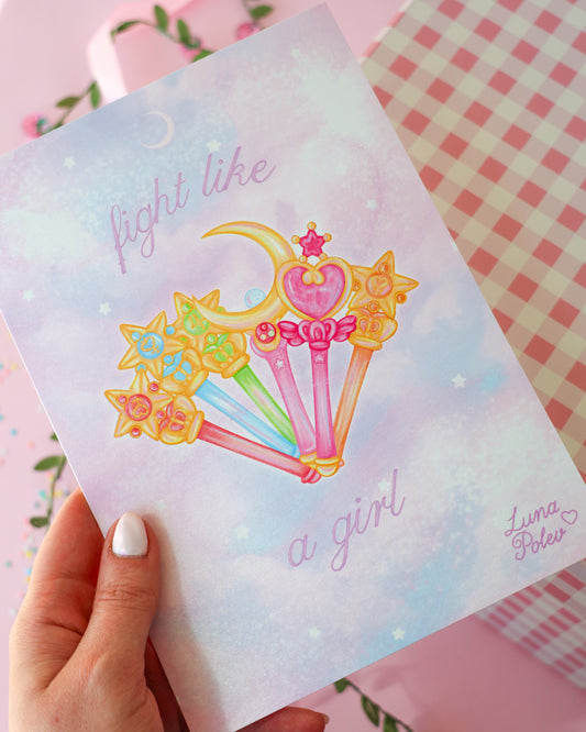 Prints de ilustraciones · Fight Like a Girl · Formato GRANDE A5 · Papel Nacarado 300gm