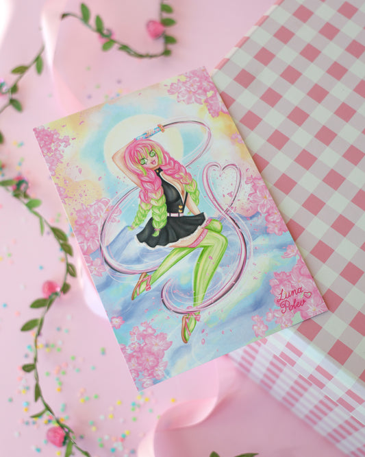 Prints de ilustraciones · Mitsuri · Formato PEQUEÑO Postal · Papel Nacarado 300gm