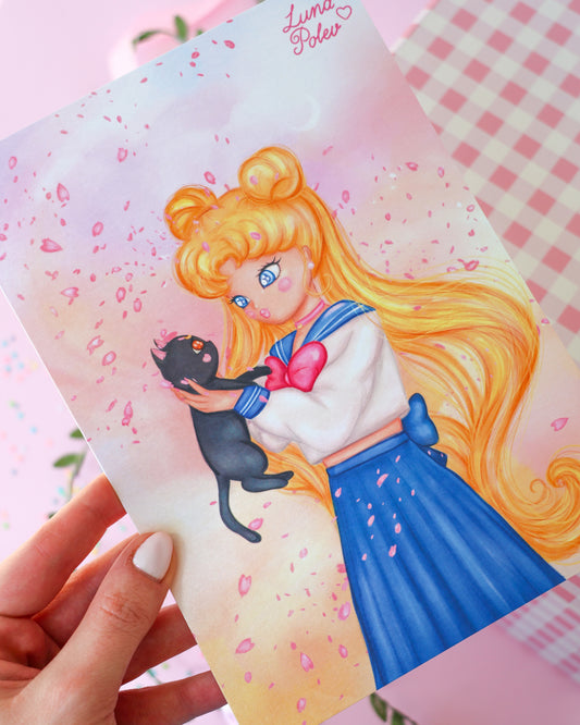 Prints de ilustraciones · Usagi&Luna · Formato GRANDE A5 · Papel Nacarado 300gm
