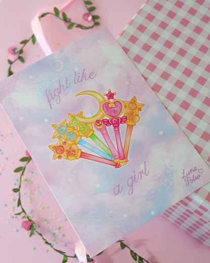Prints de ilustraciones · Fight Like a Girl · Formato GRANDE A5 · Papel Nacarado 300gm