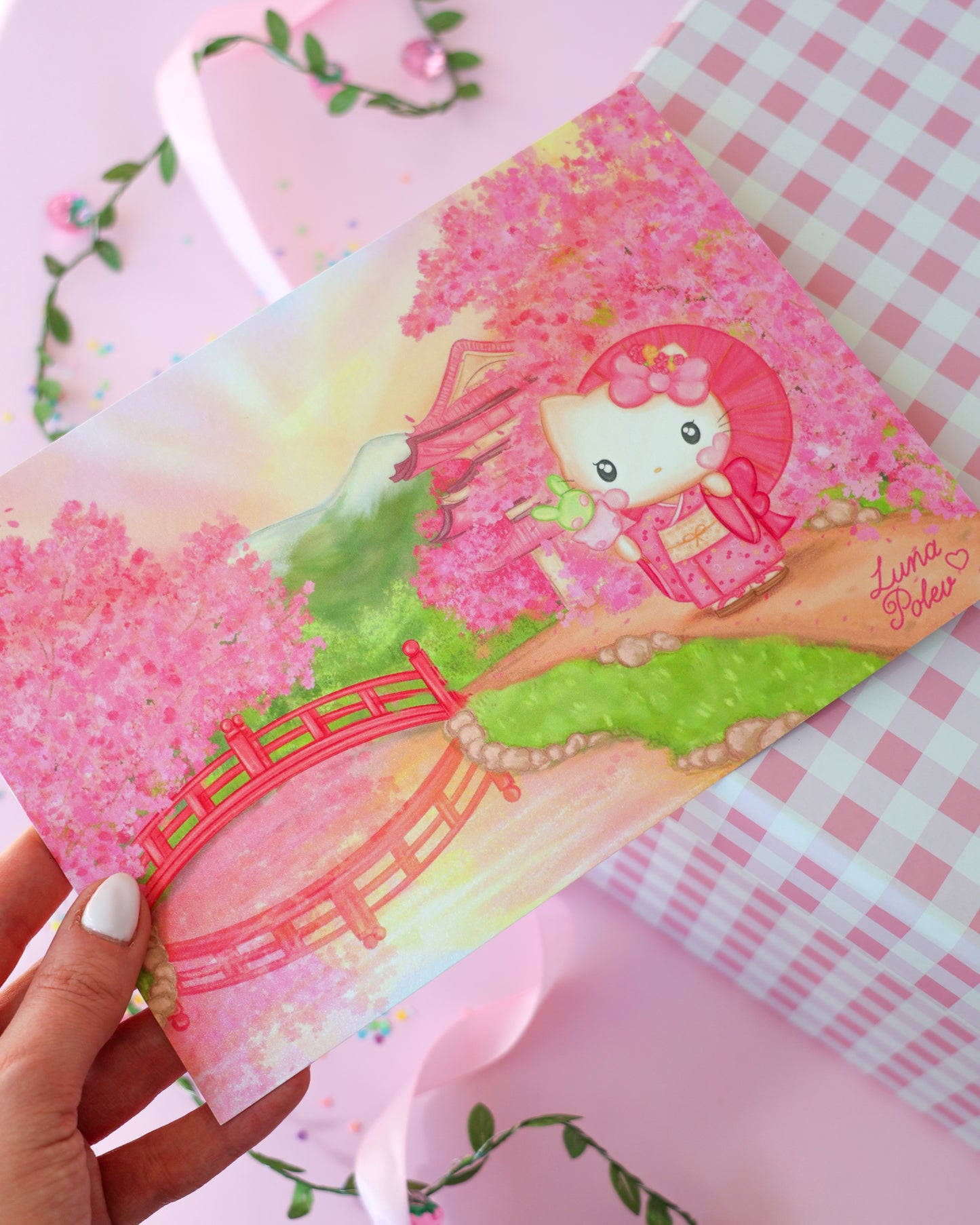 Prints de ilustraciones · Sakura Kitty · Formato GRANDE A5 · Papel Nacarado 300gm