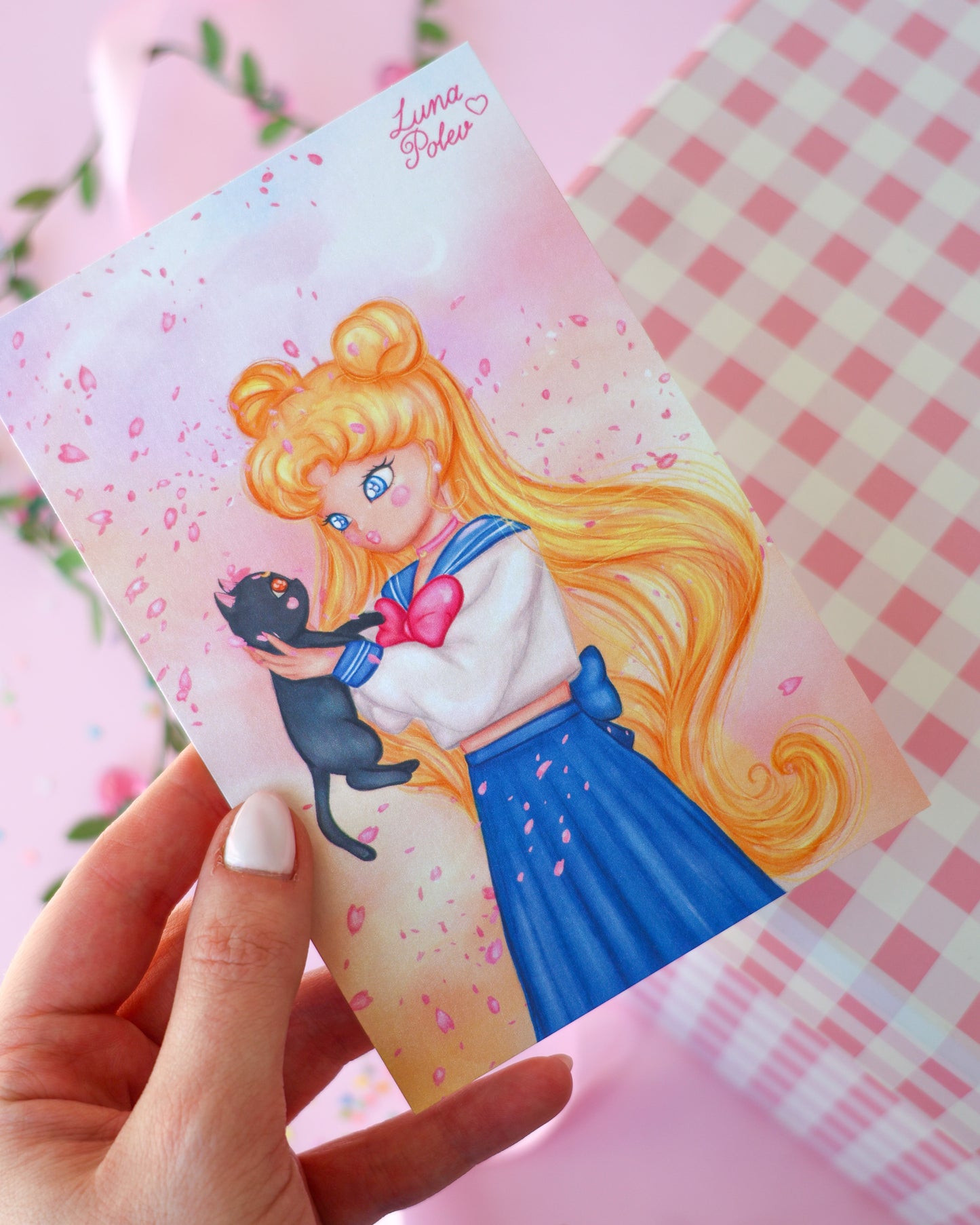Prints de ilustraciones · Usagi&Luna · Formato PEQUEÑO Postal · Papel Nacarado 300gm
