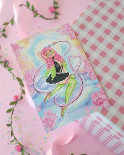 Prints de ilustraciones · Mitsuri · Formato PEQUEÑO Postal · Papel Nacarado 300gm