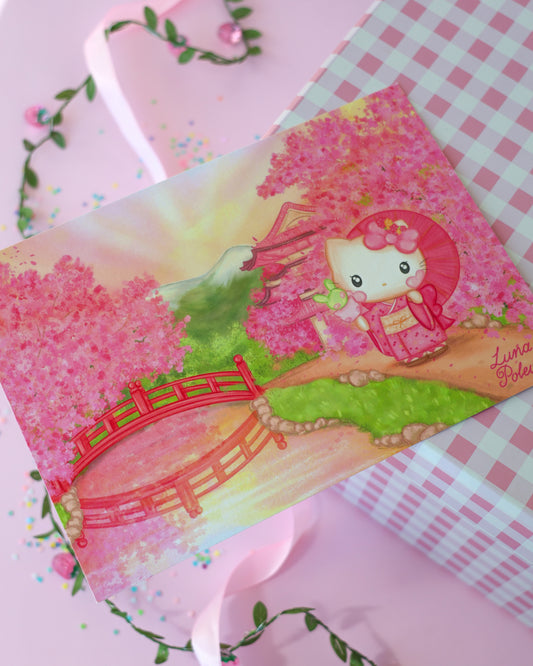Prints de ilustraciones · Sakura Kitty · Formato GRANDE A5 · Papel Nacarado 300gm