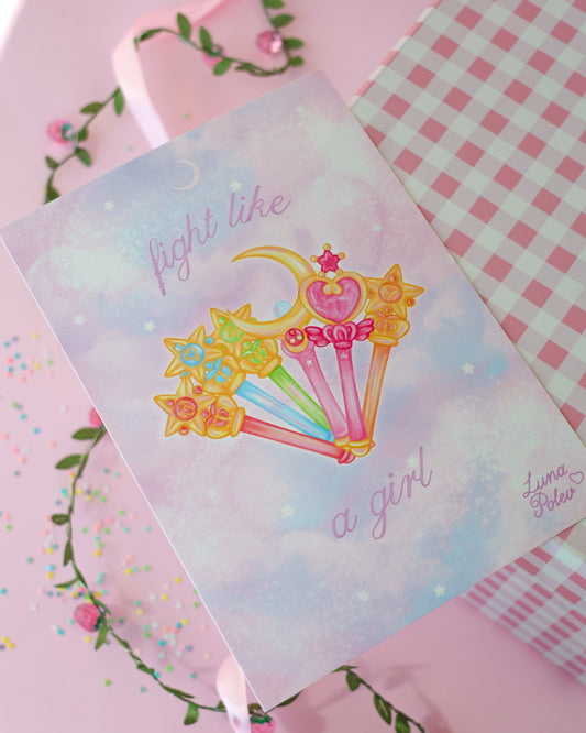 Prints de ilustraciones · Fight Like a Girl · Formato GRANDE A5 · Papel Nacarado 300gm