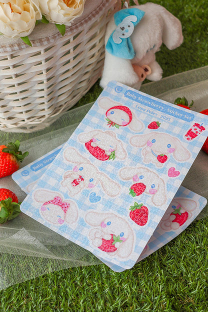 Pack Cuaderno + Página de Pegatinas Strawberry Baby • Página de 12 Pegatinas • Planner Diario