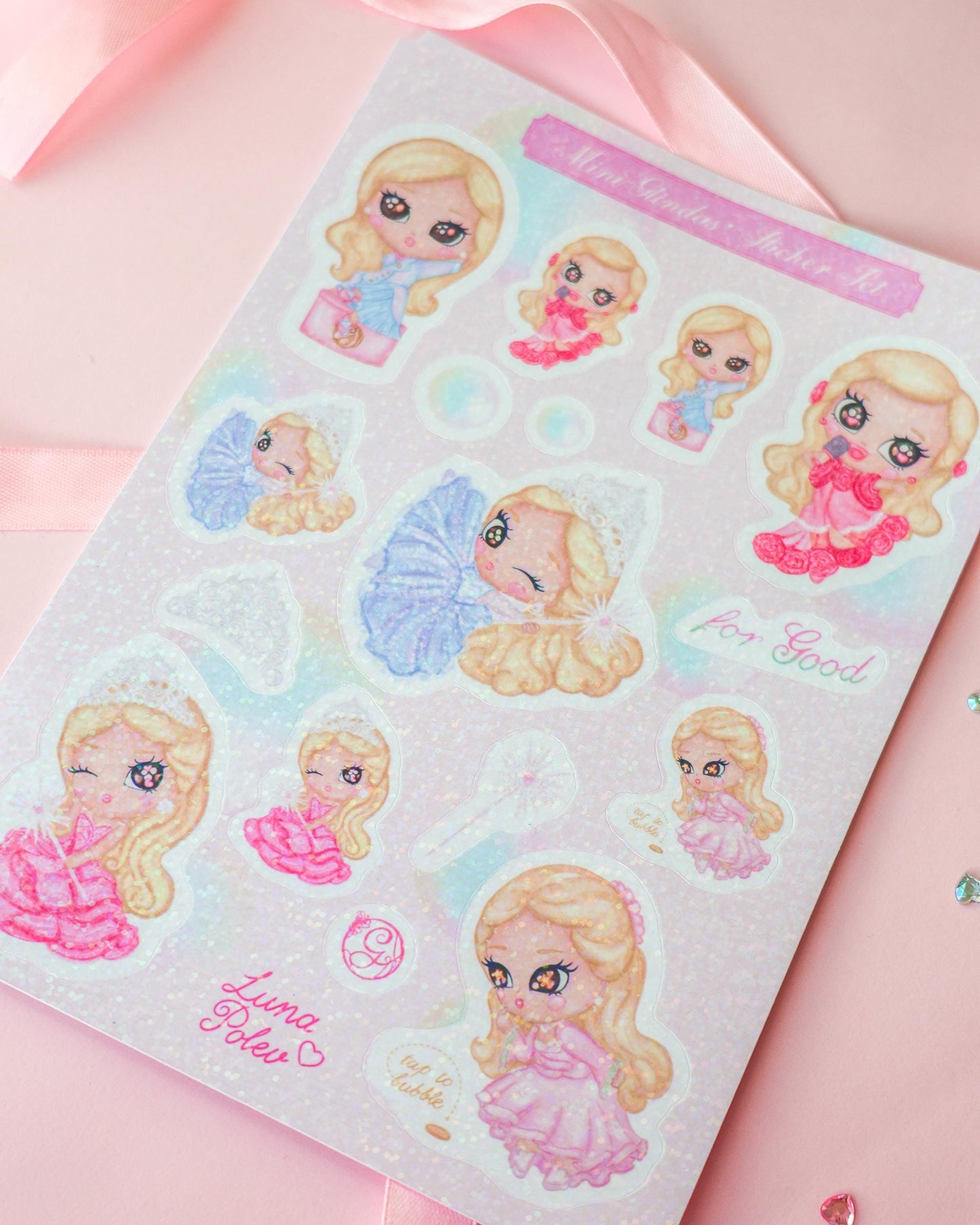 Página de Pegatinas · Mini-Glindas · Brillo Holográfico