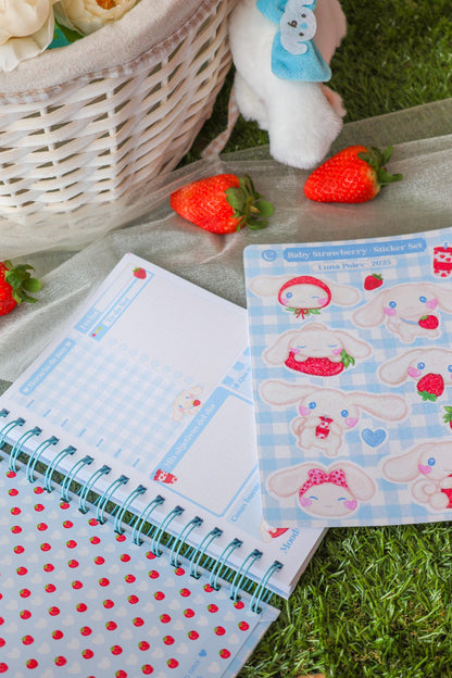 Pack Planner Diario + Página de Pegatinas Strawberry Baby • Página de 12 Pegatinas • Planner Diario