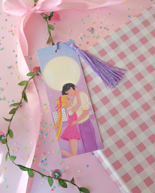 Marcapáginas con Borlitas Moonlight Love · Papel Nacarado 300gm
