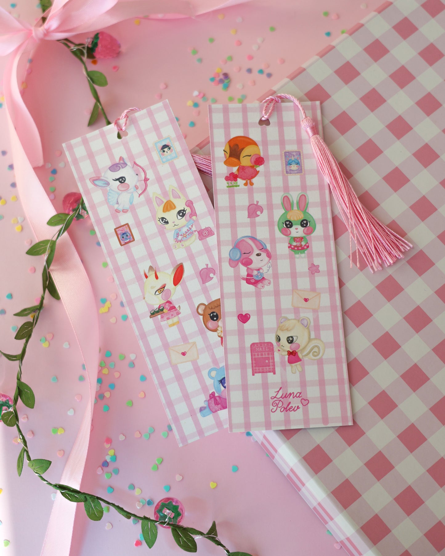 Marcapáginas con Borlitas Love Notes · Papel Nacarado 300gm