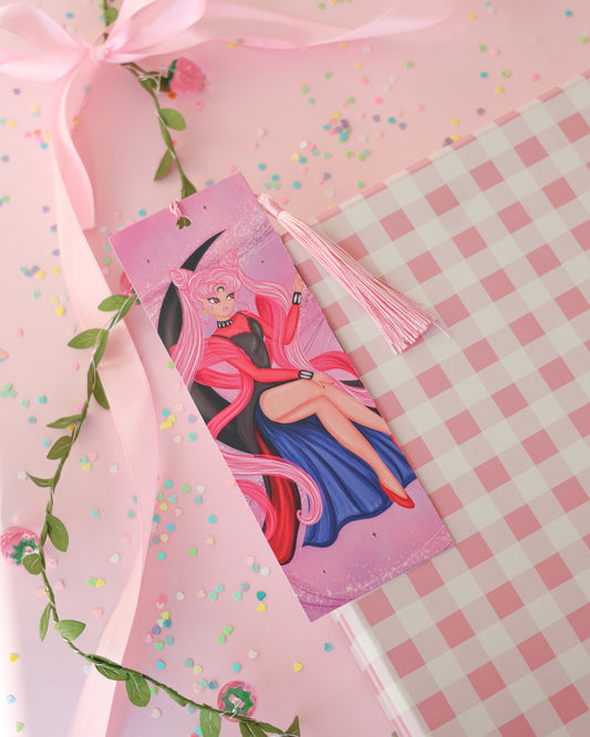 Marcapáginas con Borlitas Black Lady · Papel Nacarado 300gm