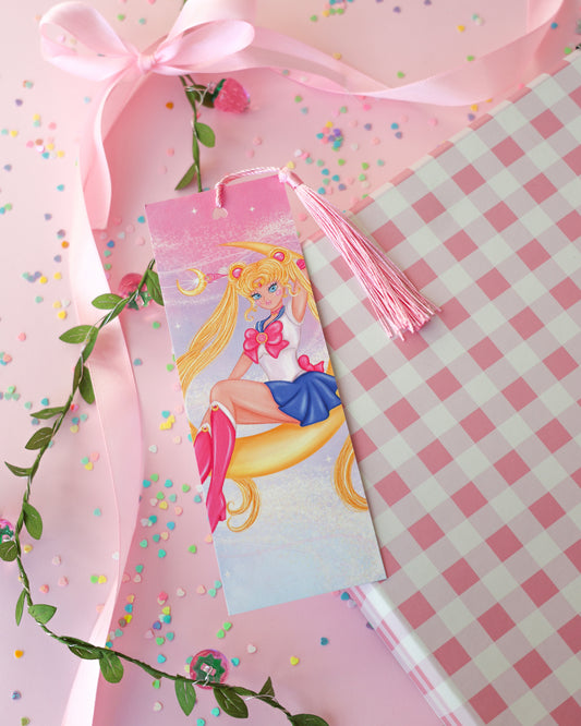 Marcapáginas con Borlitas Moon · Papel Nacarado 300gm