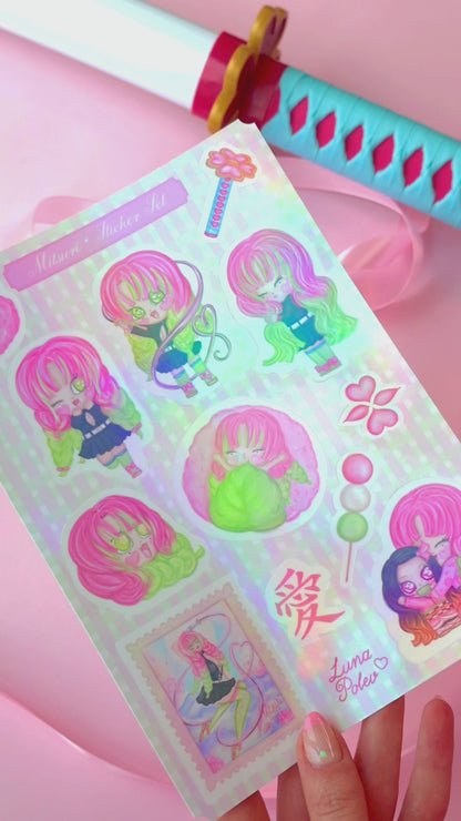 Página de Pegatinas · Mitsuri · Brillo Holográfico