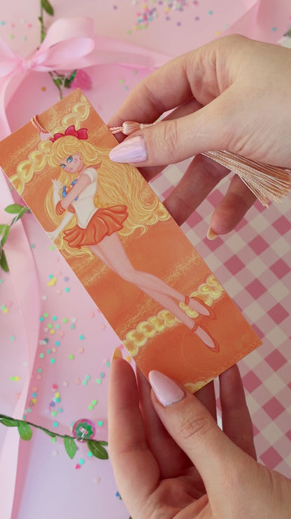 Marcapáginas con Borlitas Venus · Papel Nacarado 300gm