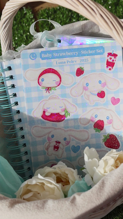 Pack Planner Diario + Página de Pegatinas Strawberry Baby • Página de 12 Pegatinas • Planner Diario