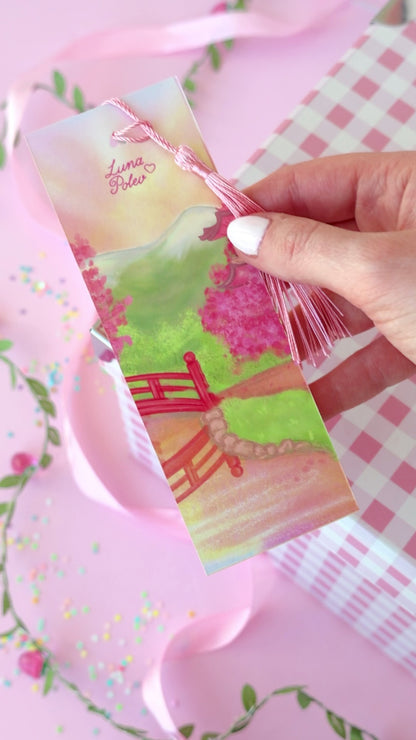 Marcapáginas con Borlitas Sakura Kitty · Papel Nacarado 300gm